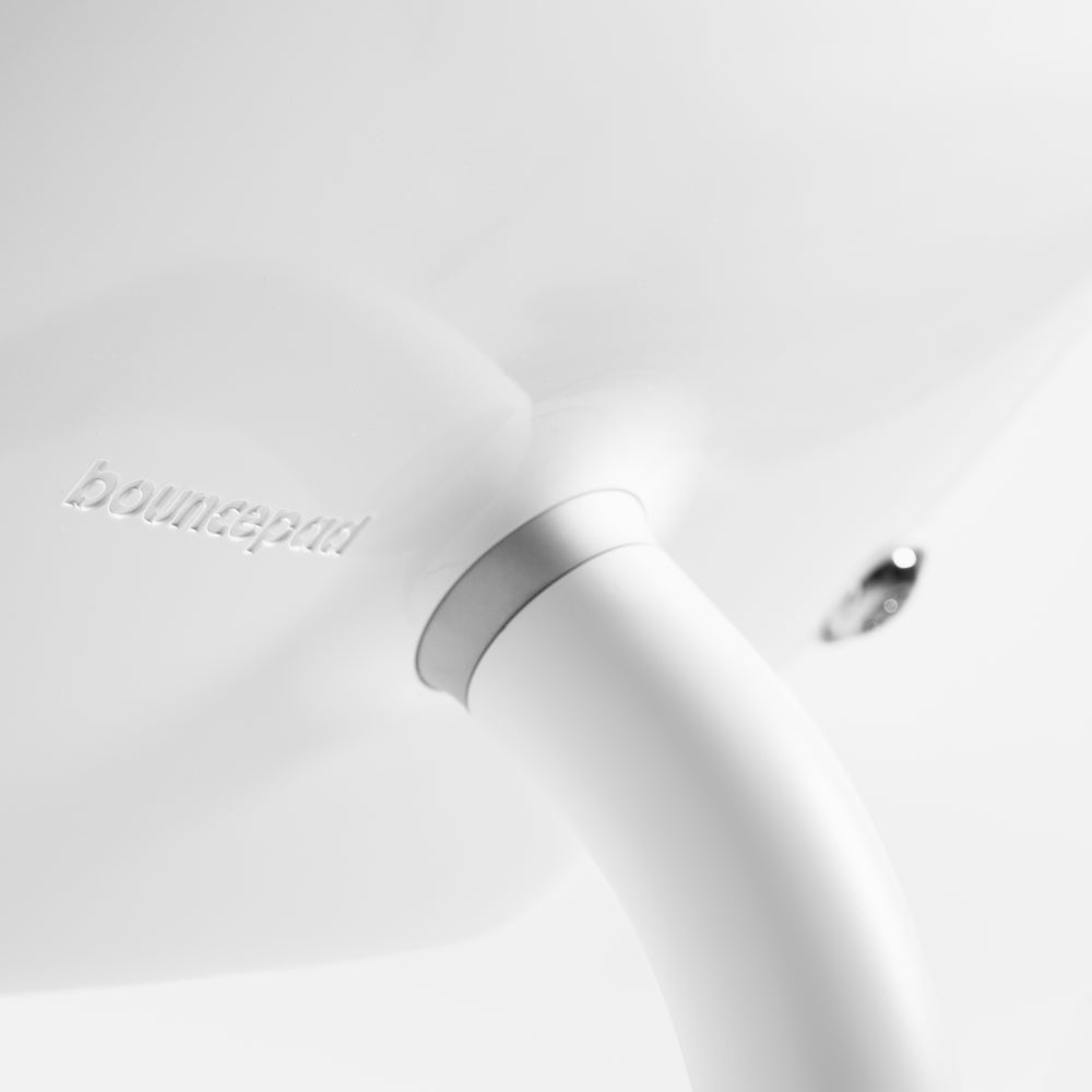 Bouncepad Static 60 - A secure tablet & iPad desk mount in white.