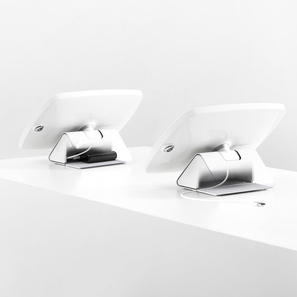 Bouncepad Flip - A secure tablet & iPad tablet stand for POS in white.