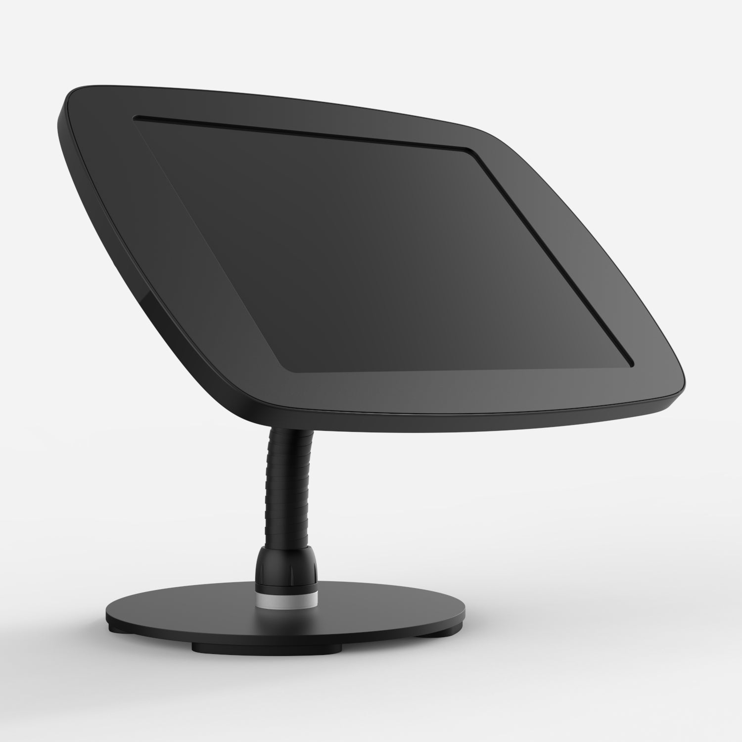 Bouncepad Counter Flex - A secure tablet & iPad gooseneck stand in black.
